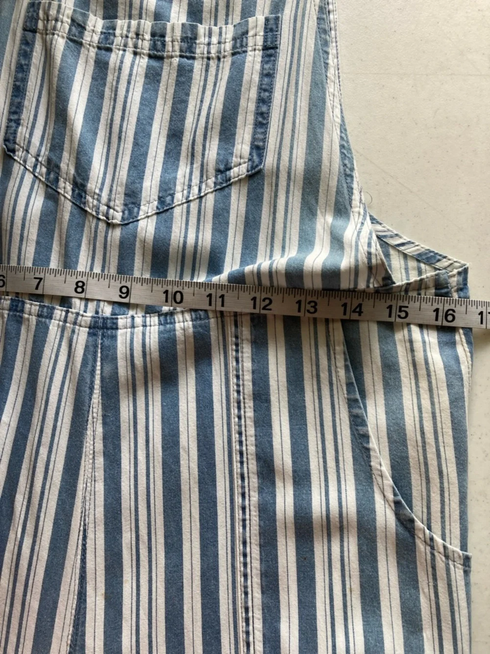 Billy T Striped Blue & White Women's Cotton Overalls Jumpsuit - Picture 8 of 11